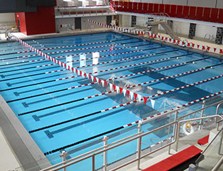 Indoor swimming pool at an educational facility